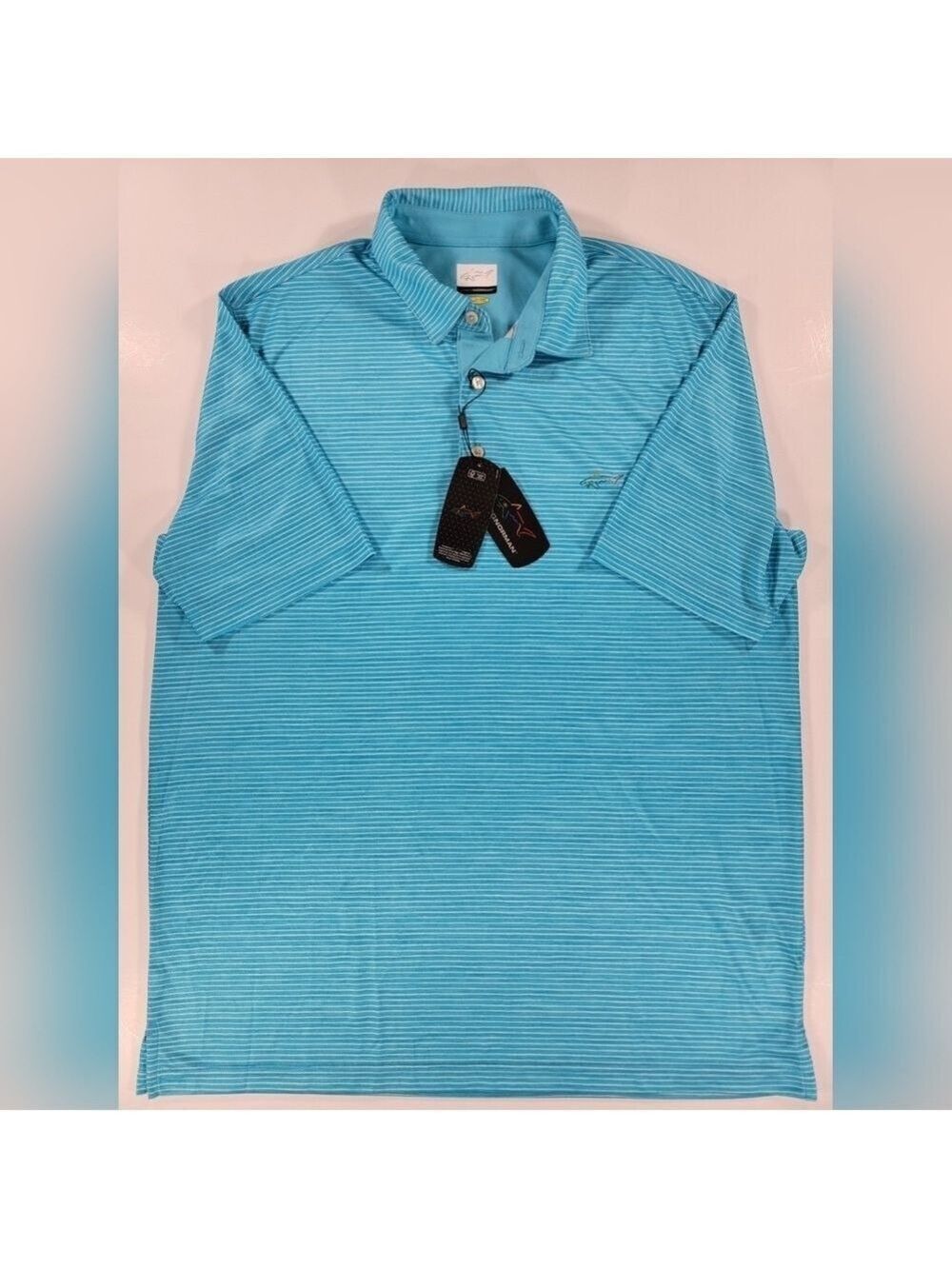 NEW Greg Norman Performance Polo Golf Shirt Men's Large Play Dry Blue Wicking